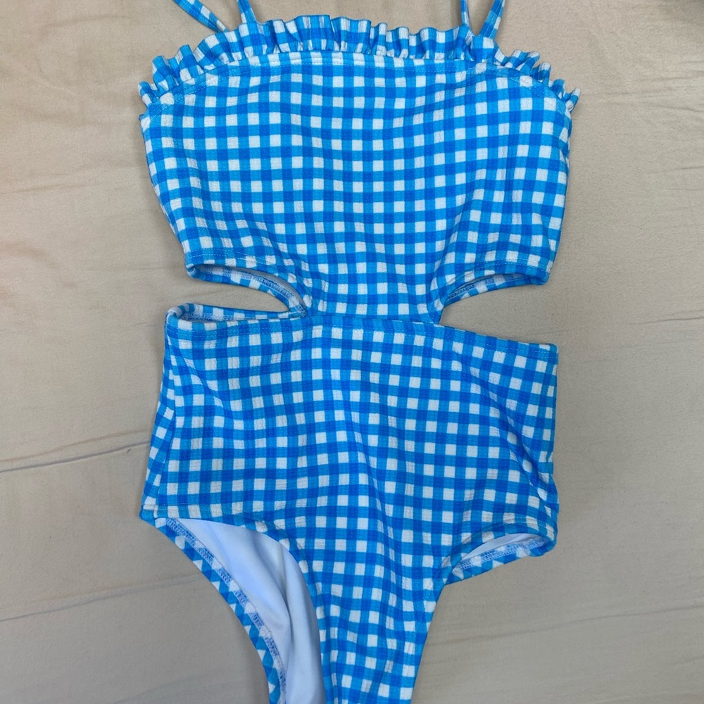 Cat & Jack Blue Checkered Kids One Piece Swimsuit